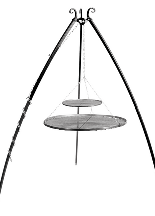 Cookking Driepoot Gebogen met Dubbel Zwart Stalen Rooster 200 cm
