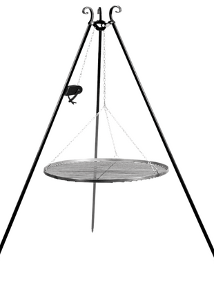 Cookking Driepoot met Katrol en Zwart Stalen Rooster 180 cm