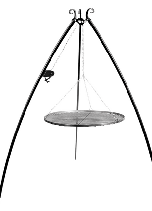 Cookking Driepoot met Katrol en Zwart Stalen Rooster 200 cm