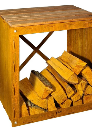 Fikki Wood Storage Hocker
